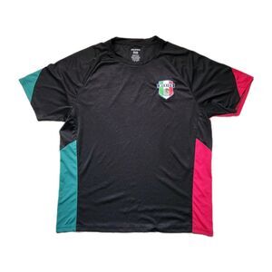 Mexico Soccer Jersey Mens XL Black Icon Sports FMF Futbol Shirt Flag Crest EUC